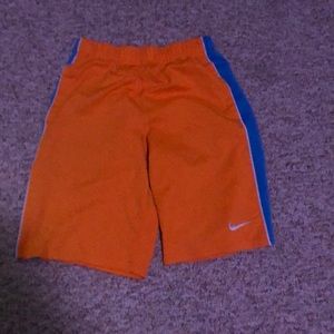 nike blue striped side/ orange shorts